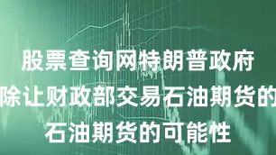 股票查询网特朗普政府目前排除让财政部交易石油期货的可能性